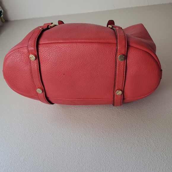 Michael Kors Bedford Pebble Leather Satchel Watermelon Pink - Picture 3 of 12